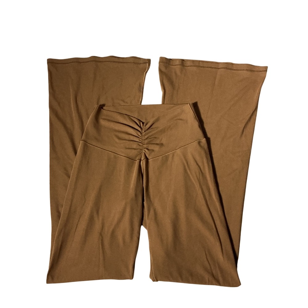 Y2K OFFLINE by Aerie Real Me High Rise Ruched Flare Leggings Brown Size M